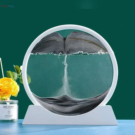 3D Moving Sand Art Picture - Round Glass Deep Sea Sandscape Hourglass Quicksand Flowing Sand Painting for Office & Home Decor Gift trendmeg