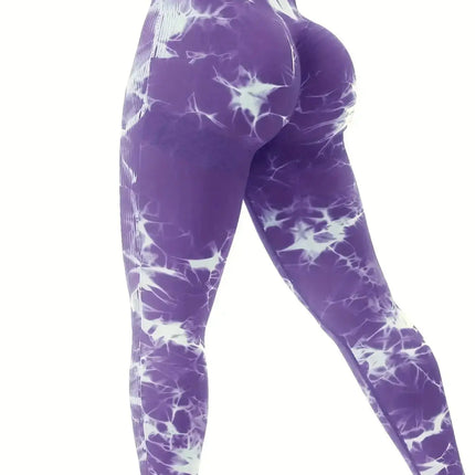 Workout Leggings, Women`s Tie-Dye High-Waist Seamless Yoga Pants – Stretch Fitness Leggings for a Peach-Lift Effect trendmeg