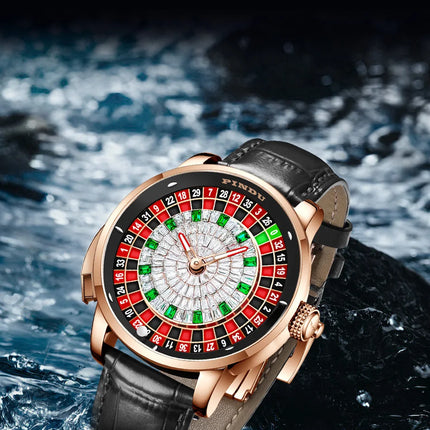 NH35A Mechanical Luxury Men's Watch with Push Button Russian Roulette Game, Sapphire Crystal, and Diamond-Accent Dial