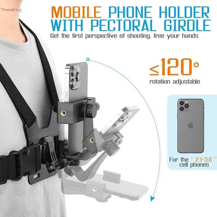 Adjustable Phone Clip Holder with Chest Strap – Mount Accessory for Sports Cameras and Mobile Phones trendmeg