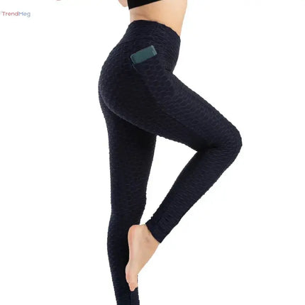 Women's High-Waist Slim Fit Bubble Leggings – Stretchy Fitness Pants for Gym, Running, and Cycling trendmeg