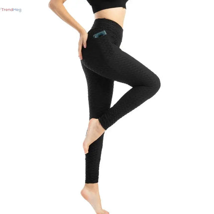 Women's High-Waist Slim Fit Bubble Leggings – Stretchy Fitness Pants for Gym, Running, and Cycling trendmeg