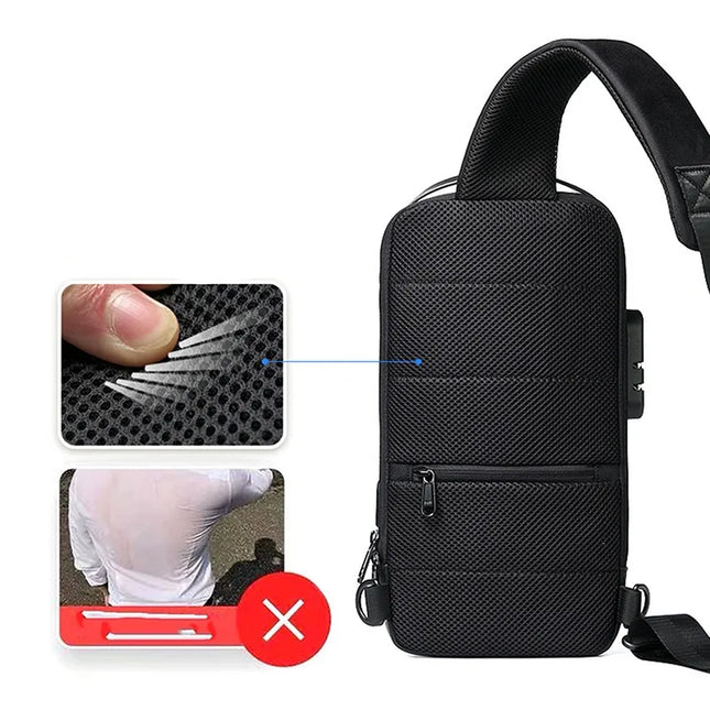 Travel Bag Men’s USB Crossbody Bag – Anti-Theft Waterproof Oxford Shoulder Waist Bag, Multifunctional Travel Messenger Chest Pack