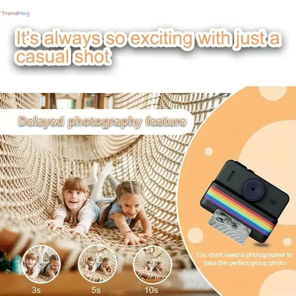 Instant Print Camera for Kids – Portable Thermal Mini Printer with 2.8-inch HD Video, Digital Photo Toy, Perfect Gift for Children trendmeg