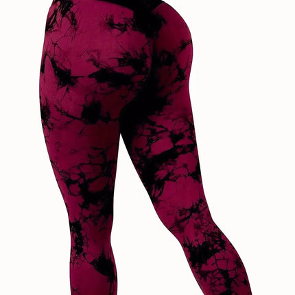 Workout Leggings, Women`s Tie-Dye High-Waist Seamless Yoga Pants – Stretch Fitness Leggings for a Peach-Lift Effect trendmeg