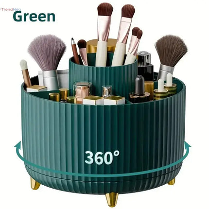 360° Rotating 5-Slot Makeup Brush Holder & Multi-Functional Organizer for Vanity, Desk, or Bathroom Storage trendmeg