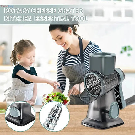 kitchen tools 3-in-1 Rotary Cheese Grater – Manual Vegetable Slicer, Nut Grinder, and Cheese Shredder trendmeg