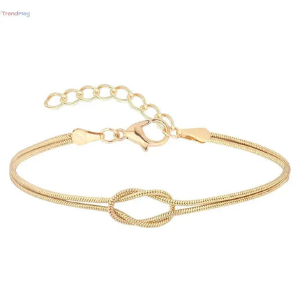 couples gift Personalized A-Z Love Knot Bracelets for Women – Gold Dainty Snake Chain Charm Bracelet, Stainless Steel Jewelry Gift for Couples trendmeg