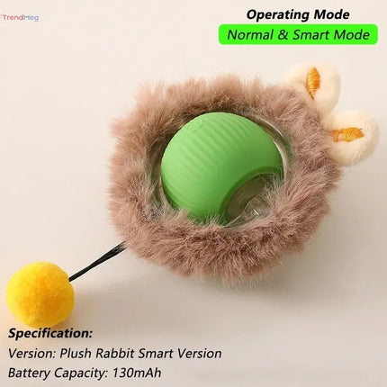 Smart Cat Interactive Rolling Ball Toy with Tail – Rechargeable Automatic Mouse-Inspired Pet Play Toy trendmeg