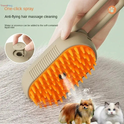 3-in-1 Steamy Pet Grooming Brush – Electric Spray Dog & Cat Hair Brush for Massage, Detangling, and Loose Hair Removal trendmeg