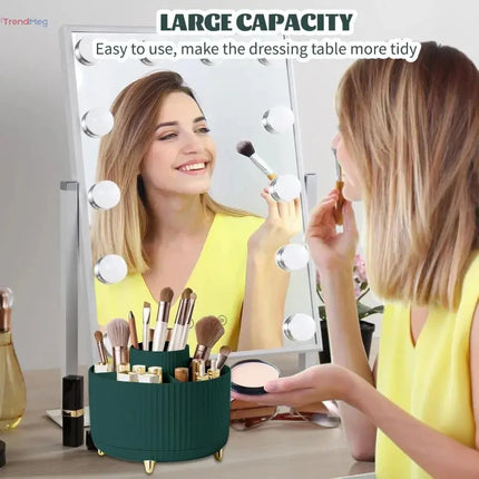 360° Rotating 5-Slot Makeup Brush Holder & Multi-Functional Organizer for Vanity, Desk, or Bathroom Storage trendmeg