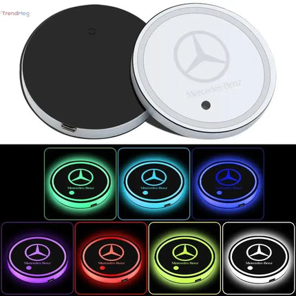 7-Color LED Luminous Car Cup Holder Coasters – Ambient Light Accessories for Mercedes-Benz B, C, E, S Class, C200L, GLC, CLA, W166 trendmeg