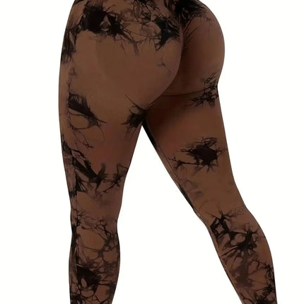 Workout Leggings, Women`s Tie-Dye High-Waist Seamless Yoga Pants – Stretch Fitness Leggings for a Peach-Lift Effect trendmeg