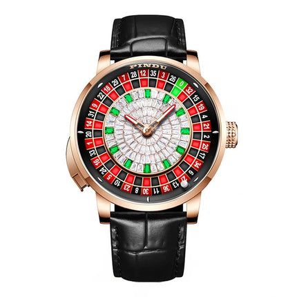 NH35A Mechanical Luxury Men's Watch with Push Button Russian Roulette Game, Sapphire Crystal, and Diamond-Accent Dial