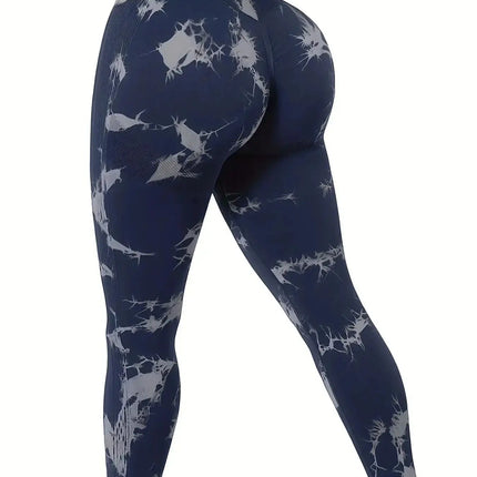 Workout Leggings, Women`s Tie-Dye High-Waist Seamless Yoga Pants – Stretch Fitness Leggings for a Peach-Lift Effect trendmeg