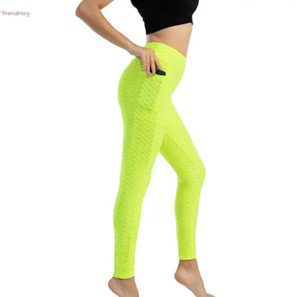 Women's High-Waist Slim Fit Bubble Leggings – Stretchy Fitness Pants for Gym, Running, and Cycling trendmeg