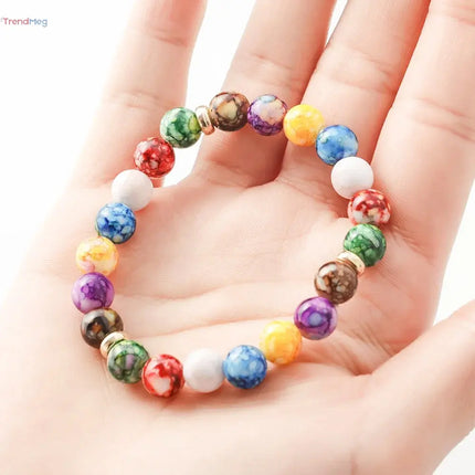 7 Chakras Reiki Healing Stone Bracelet – Energy Beads Volcanic Stone Yoga Bangle for Women & Men trendmeg