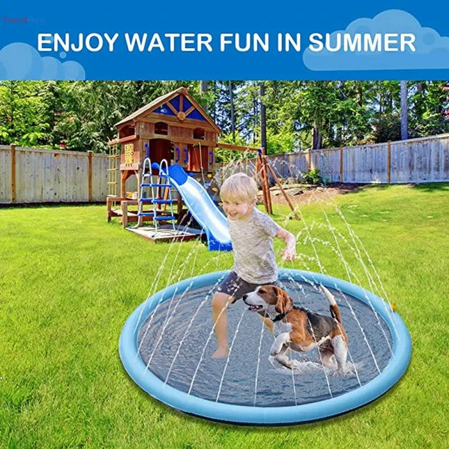 Interactive Summer pet toys Splash Sprinkler Pad – Outdoor Water Play Mat for Dogs, Cats, and Kids trendmeg