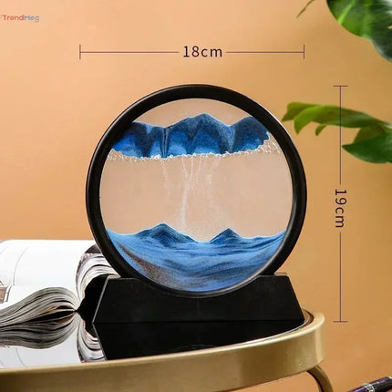 3D Moving Sand Art Picture - Round Glass Deep Sea Sandscape Hourglass Quicksand Flowing Sand Painting for Office & Home Decor Gift trendmeg