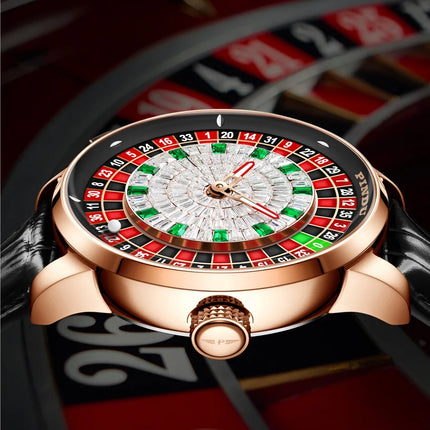 NH35A Mechanical Luxury Men's Watch with Push Button Russian Roulette Game, Sapphire Crystal, and Diamond-Accent Dial