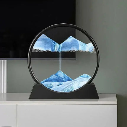 3D Moving Sand Art Picture - Round Glass Deep Sea Sandscape Hourglass Quicksand Flowing Sand Painting for Office & Home Decor Gift trendmeg