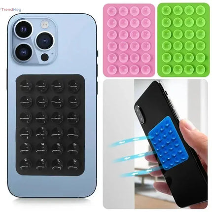 Silicone Suction Phone Holder Mat - Multifunctional Anti-Slip Wall Mount with Suction Cups, Square Design, and Single-Sided Back Sticker trendmeg