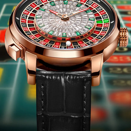 NH35A Mechanical Luxury Men's Watch with Push Button Russian Roulette Game, Sapphire Crystal, and Diamond-Accent Dial