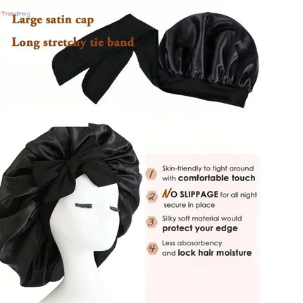 Adjustable Satin Sleep Bonnet – Silk Hair Bonnet with Tie Band for Women & Men trendmeg