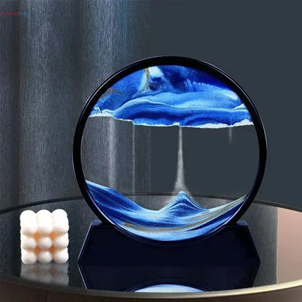 3D Moving Sand Art Picture - Round Glass Deep Sea Sandscape Hourglass Quicksand Flowing Sand Painting for Office & Home Decor Gift trendmeg