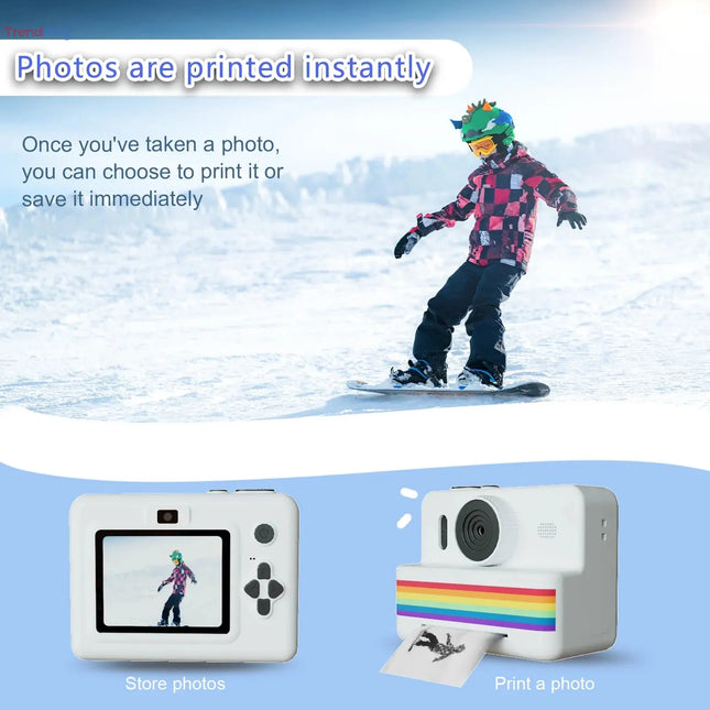 Instant Print Camera for Kids – Portable Thermal Mini Printer with 2.8-inch HD Video, Digital Photo Toy, Perfect Gift for Children trendmeg