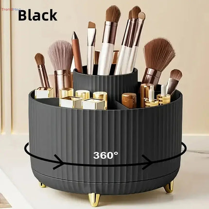 360° Rotating 5-Slot Makeup Brush Holder & Multi-Functional Organizer for Vanity, Desk, or Bathroom Storage trendmeg