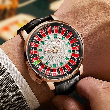 NH35A Mechanical Luxury Men's Watch with Push Button Russian Roulette Game, Sapphire Crystal, and Diamond-Accent Dial