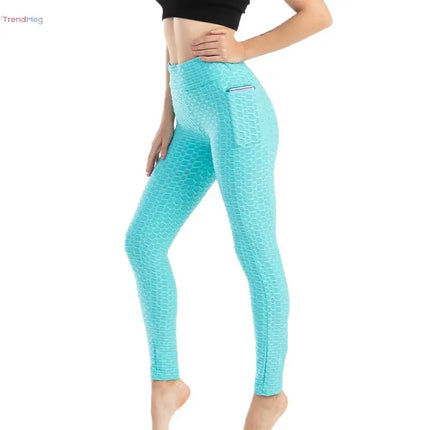 Women's High-Waist Slim Fit Bubble Leggings – Stretchy Fitness Pants for Gym, Running, and Cycling trendmeg