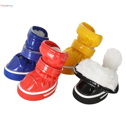 4Pcs Pet Dog boots Winter Snow Boots – Warm Fleece Waterproof Shoes for Small Dogs & Cats, Ideal for Chihuahua & Yorkie trendmeg