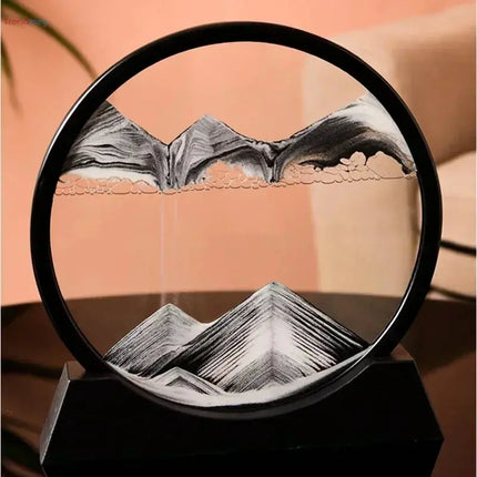 3D Moving Sand Art Picture - Round Glass Deep Sea Sandscape Hourglass Quicksand Flowing Sand Painting for Office & Home Decor Gift trendmeg