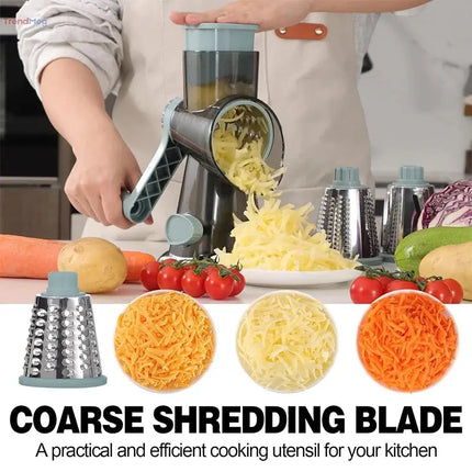 kitchen tools 3-in-1 Rotary Cheese Grater – Manual Vegetable Slicer, Nut Grinder, and Cheese Shredder trendmeg