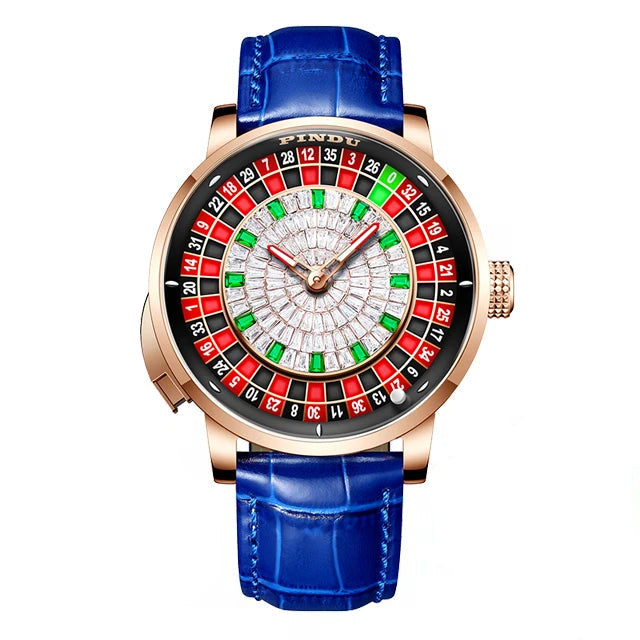 NH35A Mechanical Luxury Men's Watch with Push Button Russian Roulette Game, Sapphire Crystal, and Diamond-Accent Dial