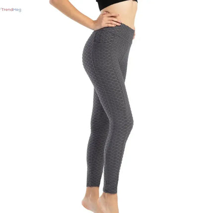 Women's High-Waist Slim Fit Bubble Leggings – Stretchy Fitness Pants for Gym, Running, and Cycling trendmeg