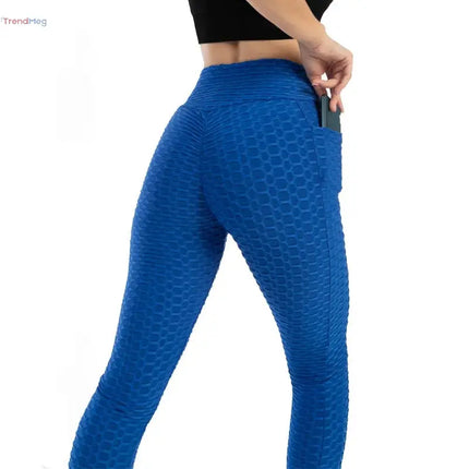 Women's High-Waist Slim Fit Bubble Leggings – Stretchy Fitness Pants for Gym, Running, and Cycling trendmeg