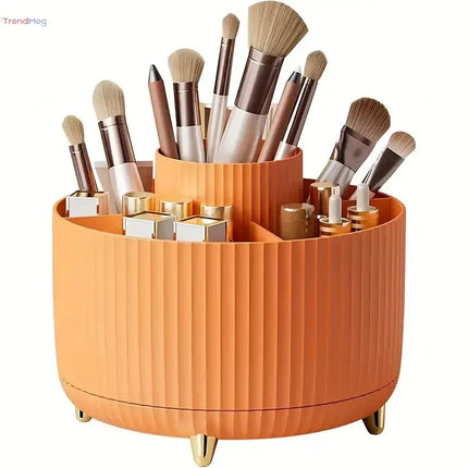 360° Rotating 5-Slot Makeup Brush Holder & Multi-Functional Organizer for Vanity, Desk, or Bathroom Storage trendmeg