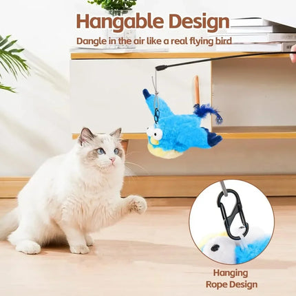 Rechargeable Interactive Cat Toy – Chirping Flapping Bird with Catnip, Touch-Activated Plush for Indoor Cats & Kittens, Perfect for Exercise & Play