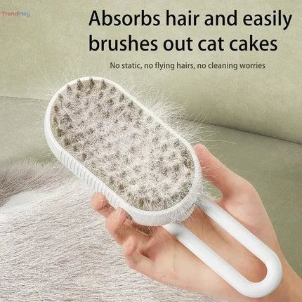 3-in-1 Steamy Pet Grooming Brush – Electric Spray Dog & Cat Hair Brush for Massage, Detangling, and Loose Hair Removal trendmeg