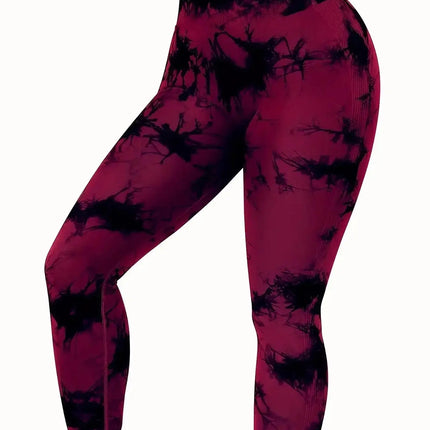 Workout Leggings, Women`s Tie-Dye High-Waist Seamless Yoga Pants – Stretch Fitness Leggings for a Peach-Lift Effect trendmeg