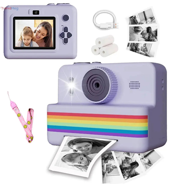 Instant Print Camera for Kids – Portable Thermal Mini Printer with 2.8-inch HD Video, Digital Photo Toy, Perfect Gift for Children trendmeg