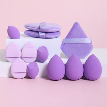 12-Piece Multi-Function Makeup Sponge Set with Powder Puffs, Mini Air Cushion Puffs, Beauty Blenders & Mini Sponges