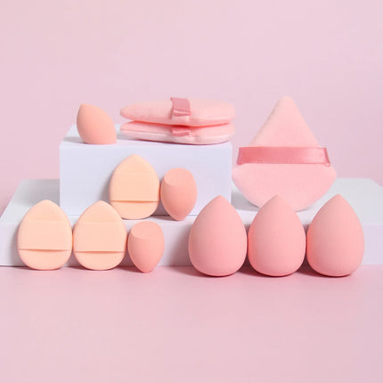 12-Piece Multi-Function Makeup Sponge Set with Powder Puffs, Mini Air Cushion Puffs, Beauty Blenders & Mini Sponges