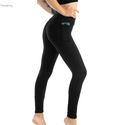 Women's High-Waist Slim Fit Bubble Leggings – Stretchy Fitness Pants for Gym, Running, and Cycling trendmeg