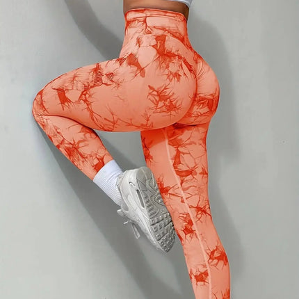 Workout Leggings, Women`s Tie-Dye High-Waist Seamless Yoga Pants – Stretch Fitness Leggings for a Peach-Lift Effect trendmeg