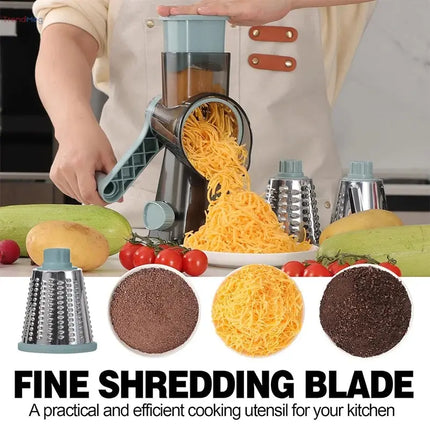 kitchen tools 3-in-1 Rotary Cheese Grater – Manual Vegetable Slicer, Nut Grinder, and Cheese Shredder trendmeg