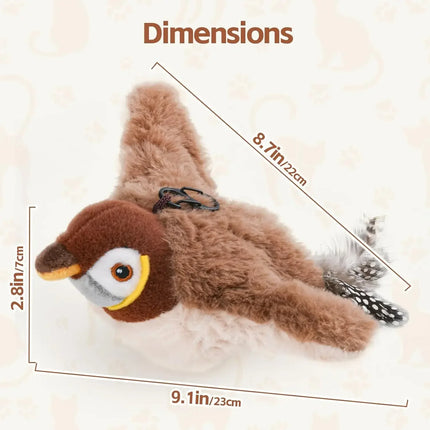 Rechargeable Interactive Cat Toy – Chirping Flapping Bird with Catnip, Touch-Activated Plush for Indoor Cats & Kittens, Perfect for Exercise & Play